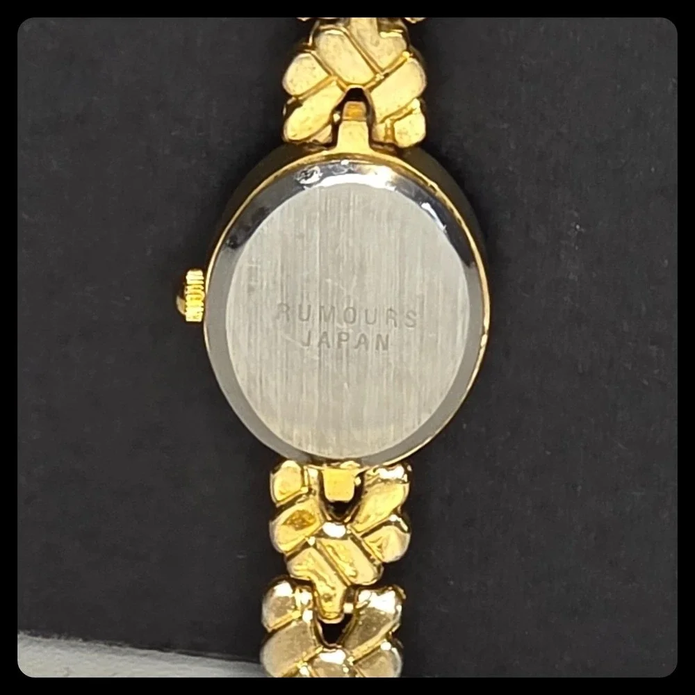 Rumours Watch Womens Gold Tone Oval Face Braided Link Bracelet Jewelry